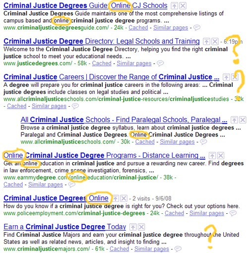 Arbitrary Criminal Justice Search Results
